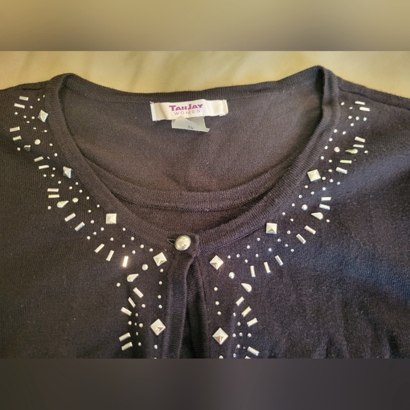 4 for $30 ๐ TanJay knit sparkley 3/4 sleeve fooler twin set size 2X - Picture 2 of 8